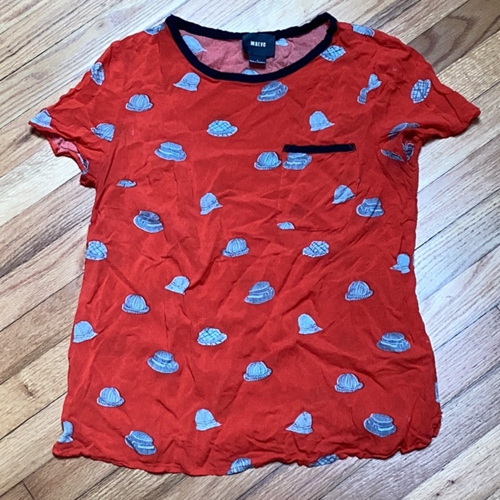 Maeve Anthropologie Printmaker Hat novelty top size 4 - Picture 2 of 9